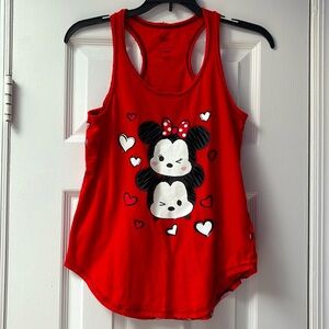 Disney Mickey & Minnie Red Tank Top A lots of Hearts at Front & Back Girl's 6/7